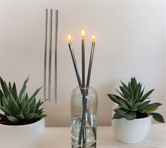 Set of 3 Silver Candle Sticks